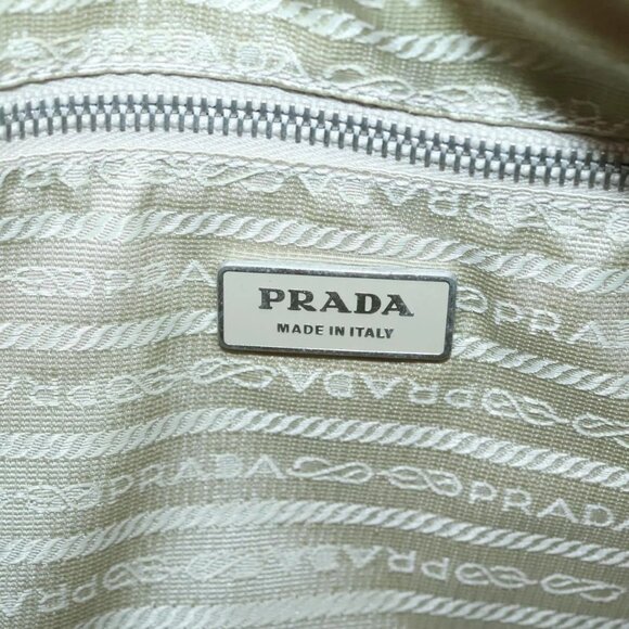 PRADA Tote Bag Nylon Beige Silver Auth 131176 - Picture 10 of 16